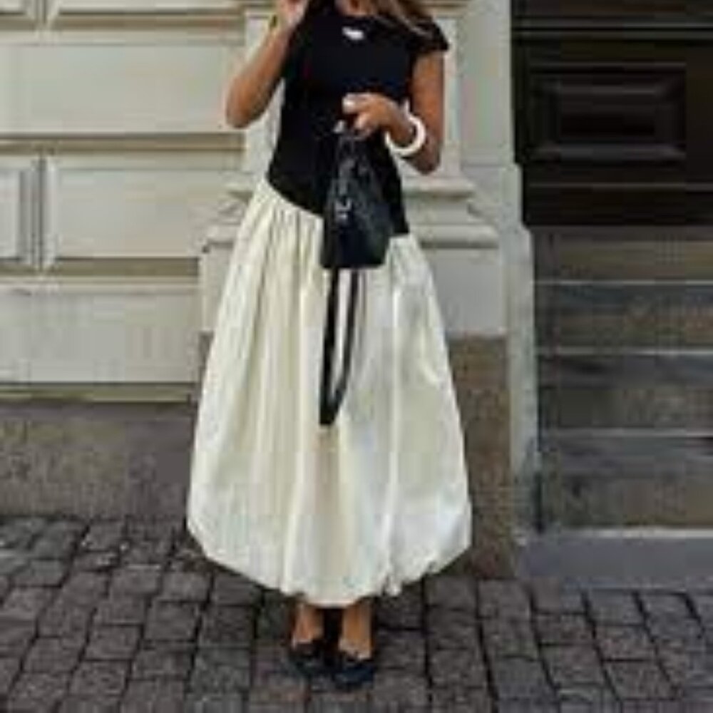 Zara Balloon White Skirt